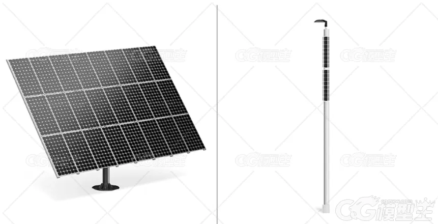 C4D太阳能设备充电桩新能源设施FBX平衡车滑板车OBJ建模渲染素材-2