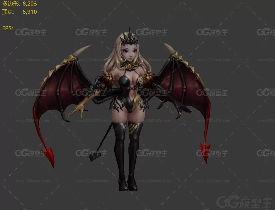 蝙蝠女王 吸血鬼 恶魔女王 吸血女王 女恶魔 蝙蝠妖 女妖 妖后3D模型-3