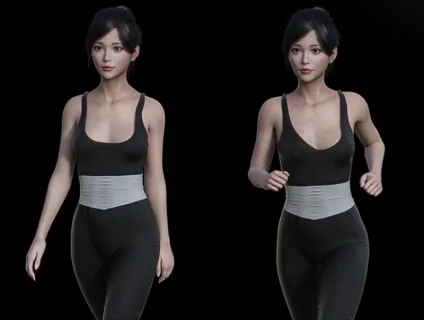 C4D写实PBR瑜伽服人物模型MAYA女孩角色MAX带骨骼走路动画CG素材