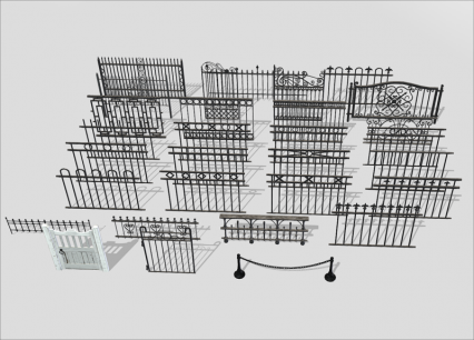 Blender次时代金属栅栏护栏MAX篱笆围栏3D模型FBX素材OBJ建模渲染