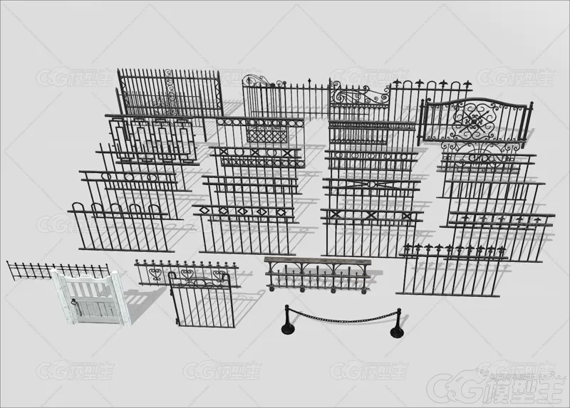 Blender次时代金属栅栏护栏MAX篱笆围栏3D模型FBX素材OBJ建模渲染-1