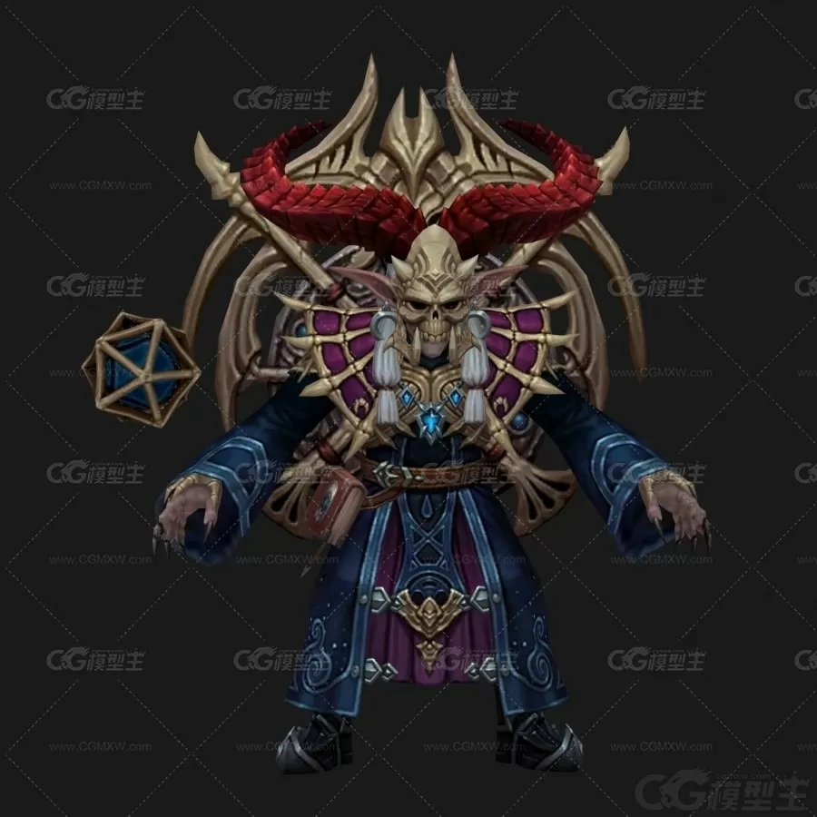 幽冥魔尊  巫魔法师 巫师 魔法师 部落大祭司 神婆 巫婆 方士术士3D模型-2