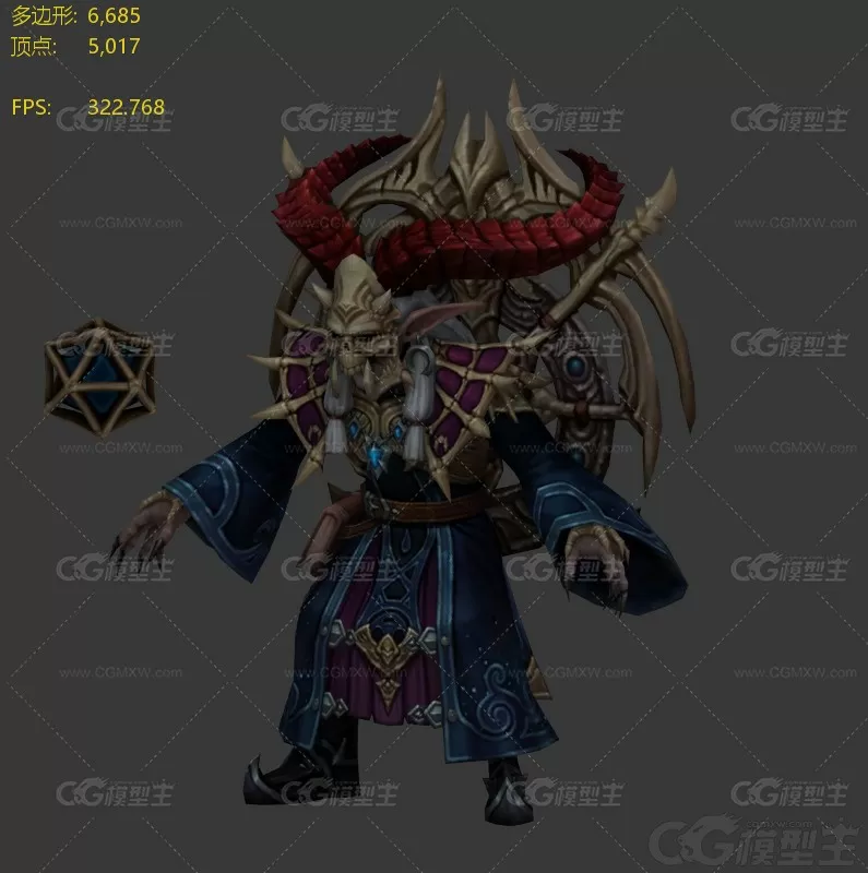 幽冥魔尊  巫魔法师 巫师 魔法师 部落大祭司 神婆 巫婆 方士术士3D模型-3