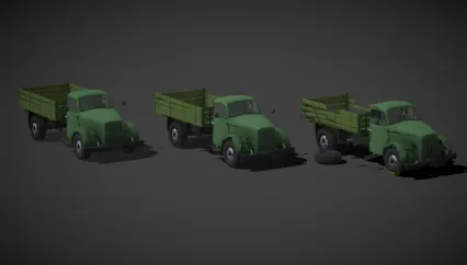 LOWPOLY低模低面军用卡车 军用汽车 运输车3D模型
