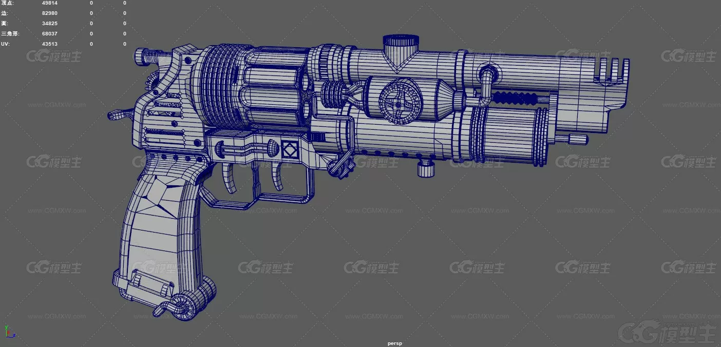 蒸汽朋克左轮手枪 复古左轮手枪 武器 枪械 游戏手枪 转轮枪 军事武器 风格手枪 科...-12