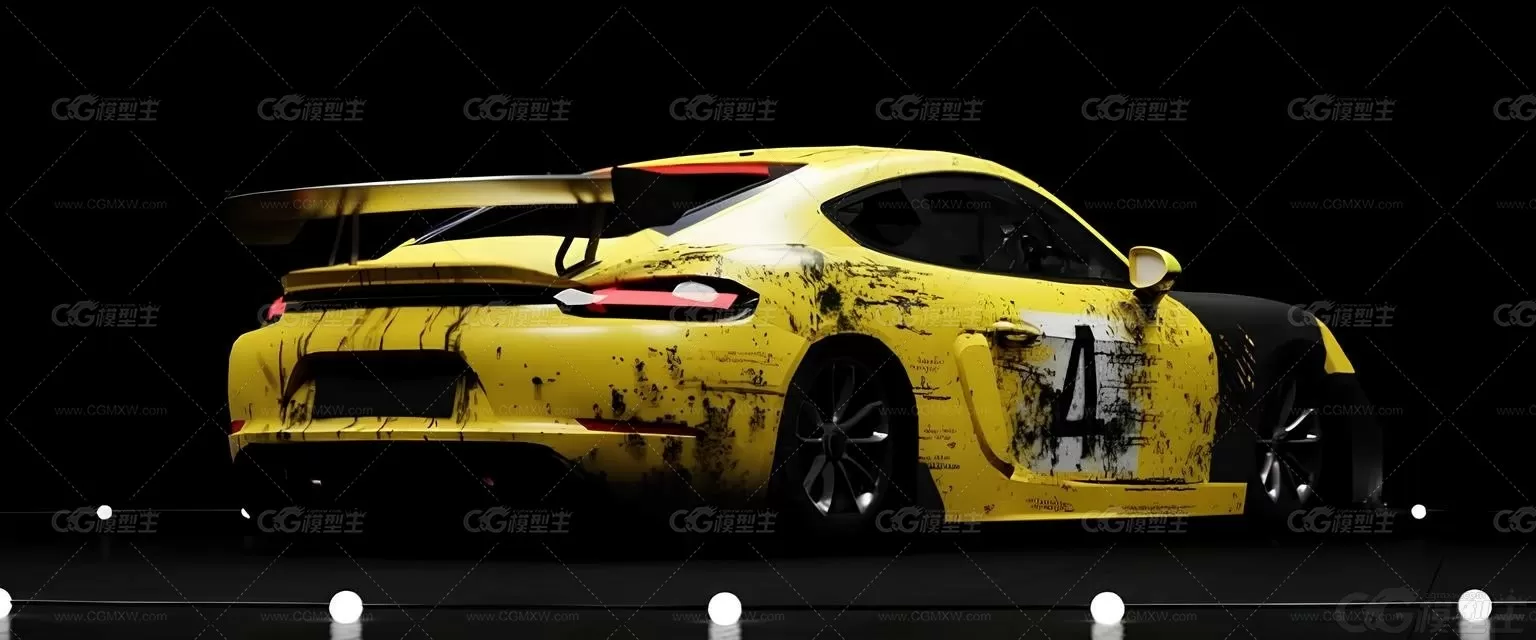 保时捷 718 Cayman GT4 Clubsport 汽车 赛车 跑车3D模型-2