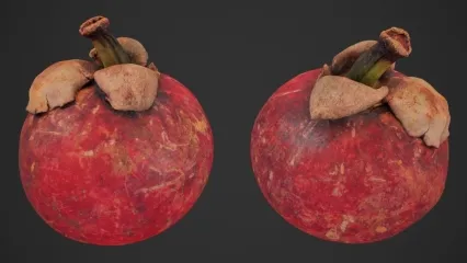水果 山竹 卡通山竹果 卡通水果 卡通山竹 写实山竹3D模型