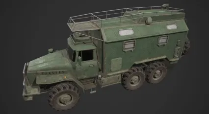 油床卡车 Ural-423 装甲车 次世代 防爆车 特种部队 作战车 防弹车 军用汽车3D模型