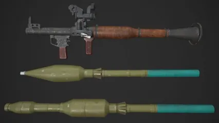 便携式榴弹发射器 RPG-7反坦克火箭筒 RPG7 反坦克导弹 火箭筒3D模型