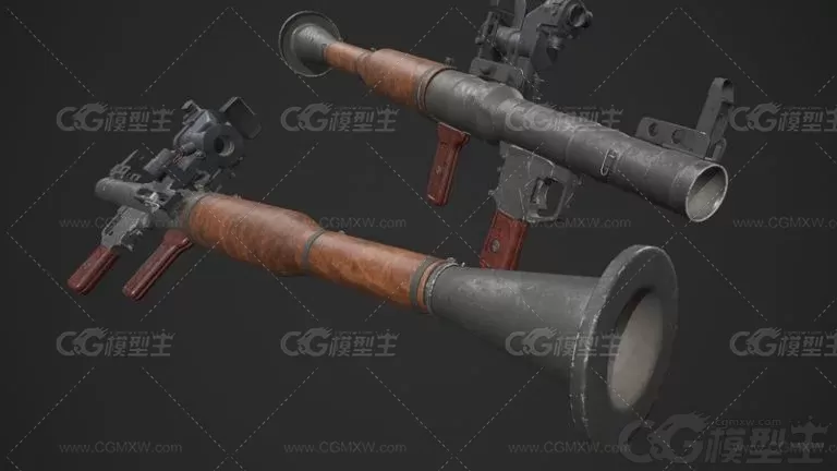 便携式榴弹发射器 RPG-7反坦克火箭筒 RPG7 反坦克导弹 火箭筒3D模型-4