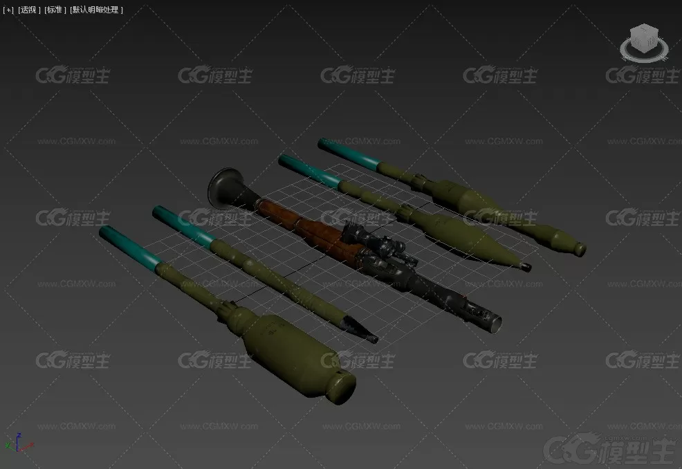 便携式榴弹发射器 RPG-7反坦克火箭筒 RPG7 反坦克导弹 火箭筒3D模型-5