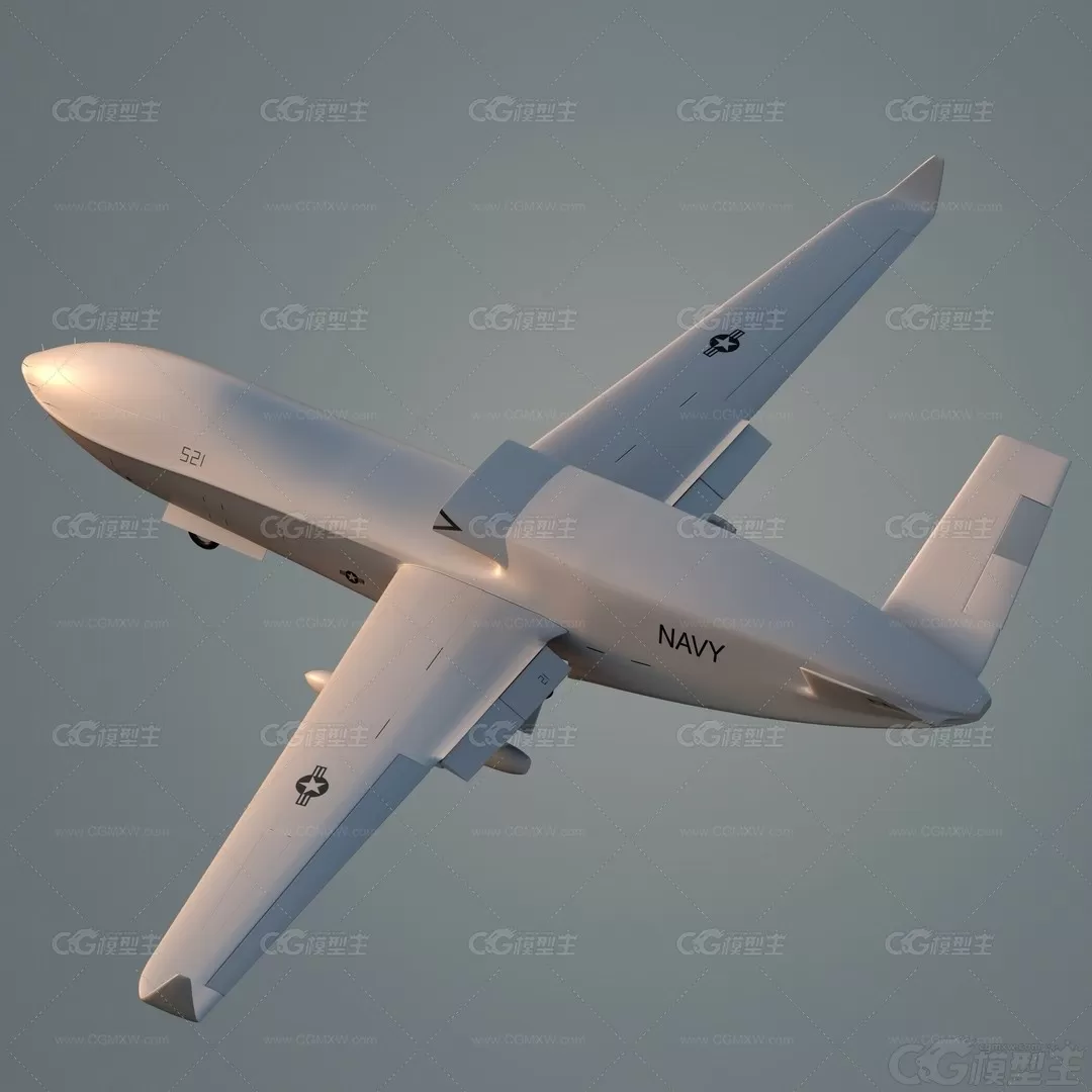 通用原子公司 MQ-25 黄貂鱼无人机 侦查器 无人机3D模型-3