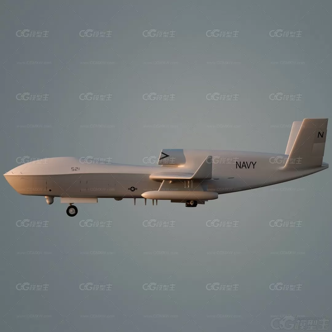 通用原子公司 MQ-25 黄貂鱼无人机 侦查器 无人机3D模型-4