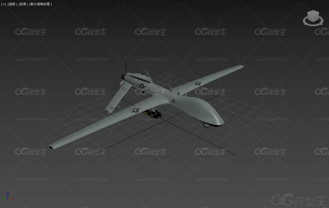 通用原子公司 MQ-1C 天空战士 无人侦察机 无人机 无人飞机 察打一体无人机3D模型-4