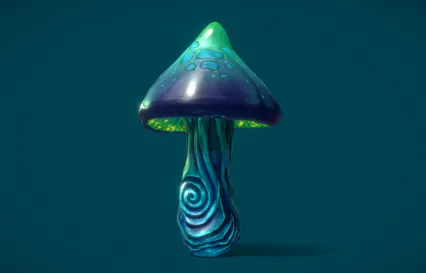 卡通Q版手绘梦幻蘑菇模型 魔幻蘑菇 梦幻场景物组件 彩色蘑菇3D模型