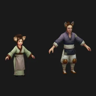 狐族仆人  老夫妇 老人 古装农民 乞丐 古代居民3D模型
