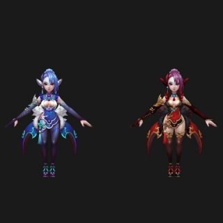 女魔头  魔女搭档 Q版卡通女妖 妖王 妖后 女武士 女巫师 巫婆3D模型