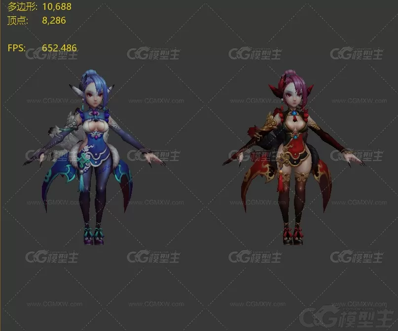 女魔头  魔女搭档 Q版卡通女妖 妖王 妖后 女武士 女巫师 巫婆3D模型-4