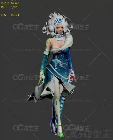 冰雪女王动画模型  魔法女巫 魔法女王 巫婆 魔法师 巫师带动画模型-3