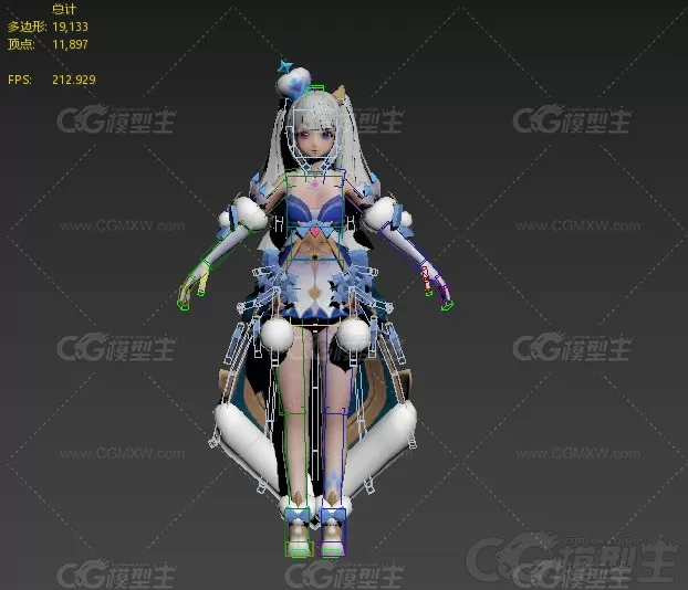 白发动画女孩  小公主 小萝莉 小美女 美少女战士 魔法美少女3D模型-2