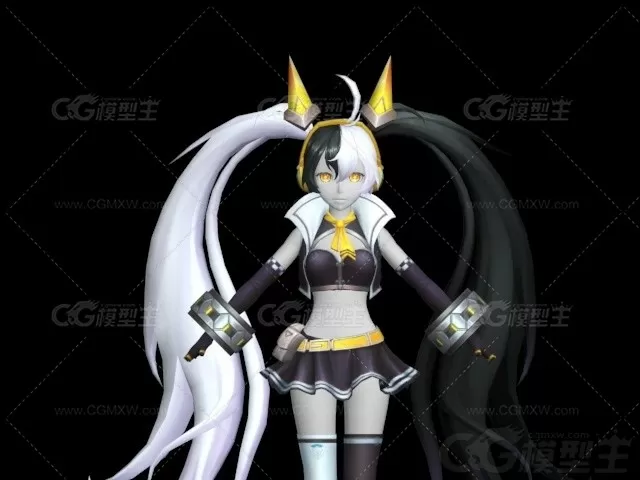 初音女孩  萝莉动画女孩 小萝莉 魔法美少女 魔法女王3D模型-2