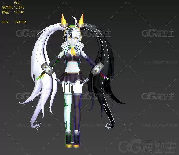 初音女孩  萝莉动画女孩 小萝莉 魔法美少女 魔法女王3D模型-3