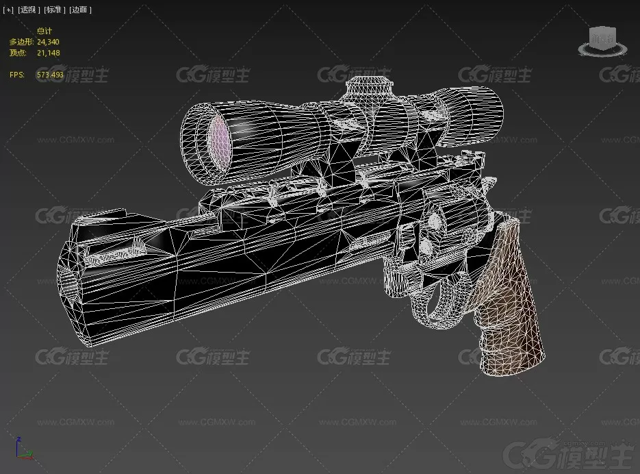 左轮手枪 带瞄准镜左轮手枪 转轮手枪 写实手枪3D模型-11