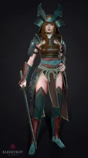 武士女孩 日本武士少女 武士 太刀 头盔 武士刀 浪人 战士 美少女战士 武士3D模型