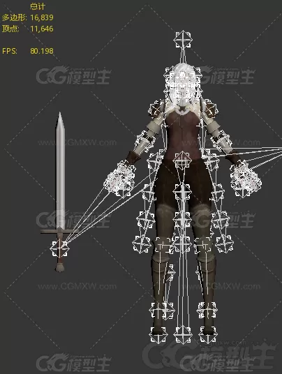 骑士女  武士女孩 女武士 女战士 美女士兵3D模型-2