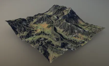 山地河流地形 冰壶山森林地形 山峰场景 荒山 山脉 山峰 大山 自然景观3D模型