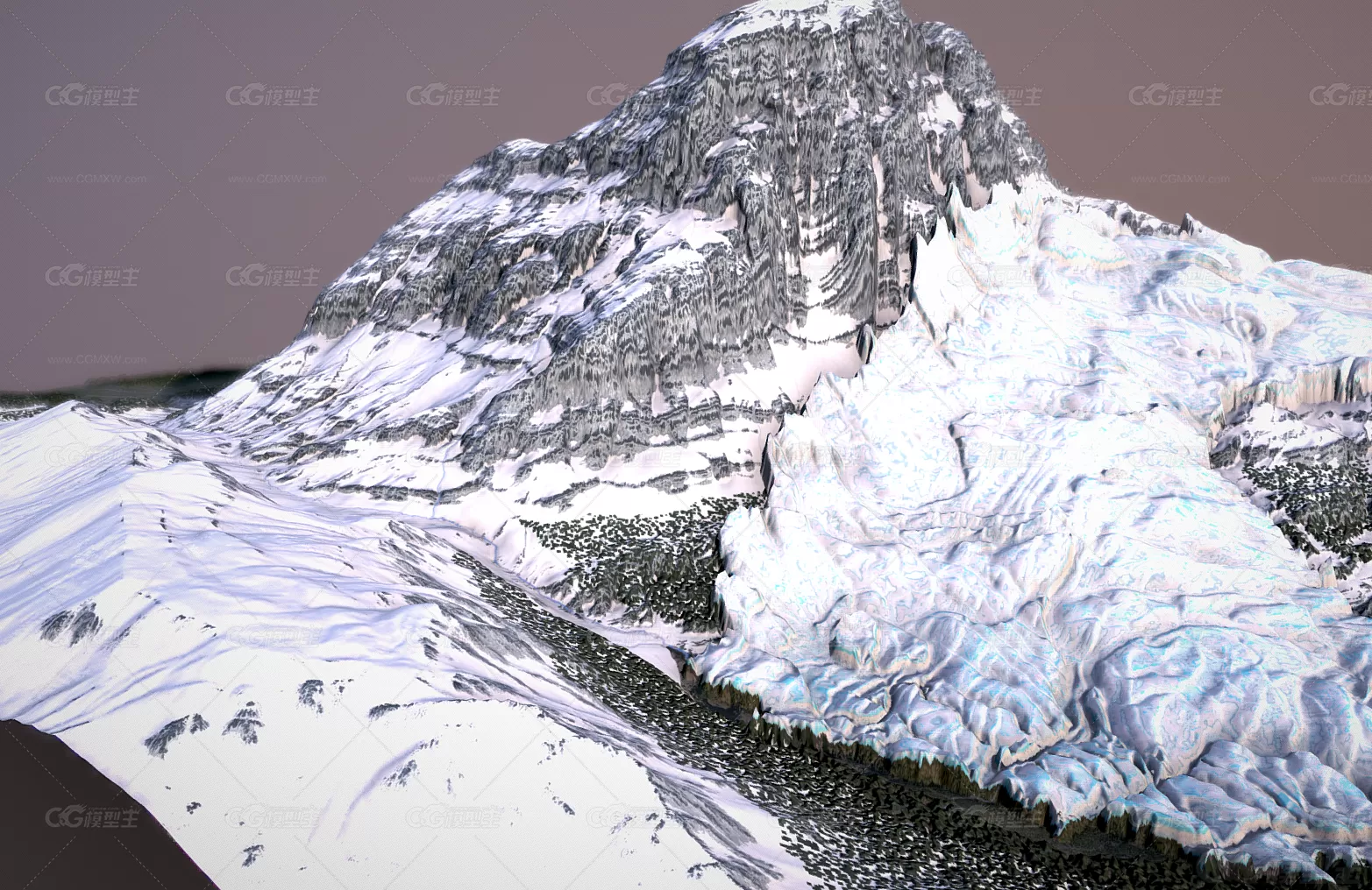 次时代 雪山 雪景 雪峰 冰雪 山脉 山峰 南极 北极 冰川山脉景观 动画AR VR3D模型-4