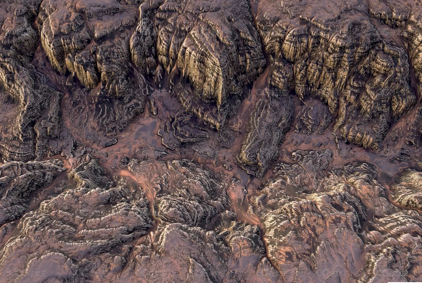 自然地理地形 峡谷 河道 沙丘 冲击河谷 山脉 山峰 山系 山地 外星地貌 异星地形-4