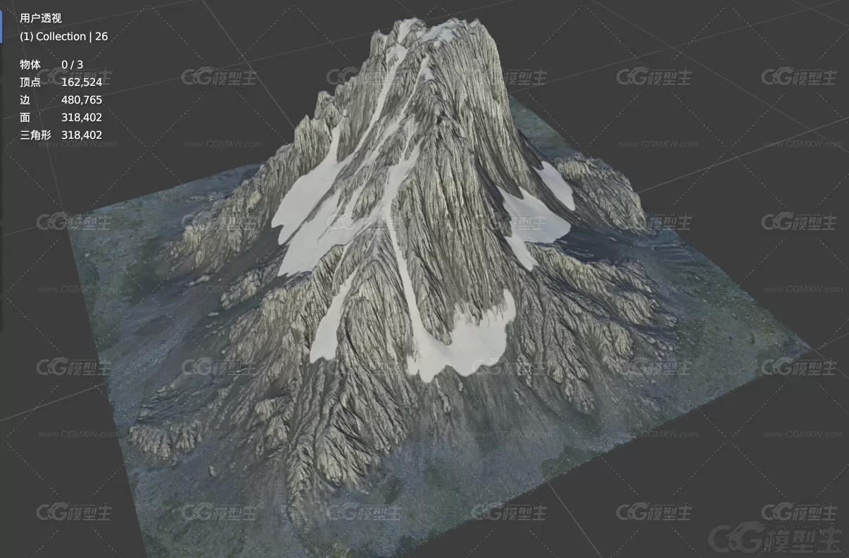 次时代 雪山 雪景 雪峰 冰雪 山脉 山峰 南极 北极 冰川山脉景观 动画AR VR3D模型-5