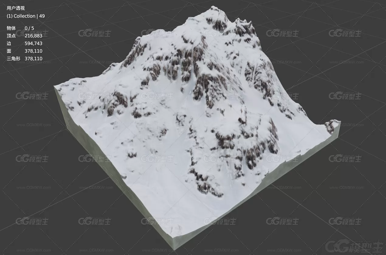 次时代 雪山 雪景 雪峰 冰雪 山脉 山峰 南极 北极 冰川山脉景观 动画AR VR3D模型-5