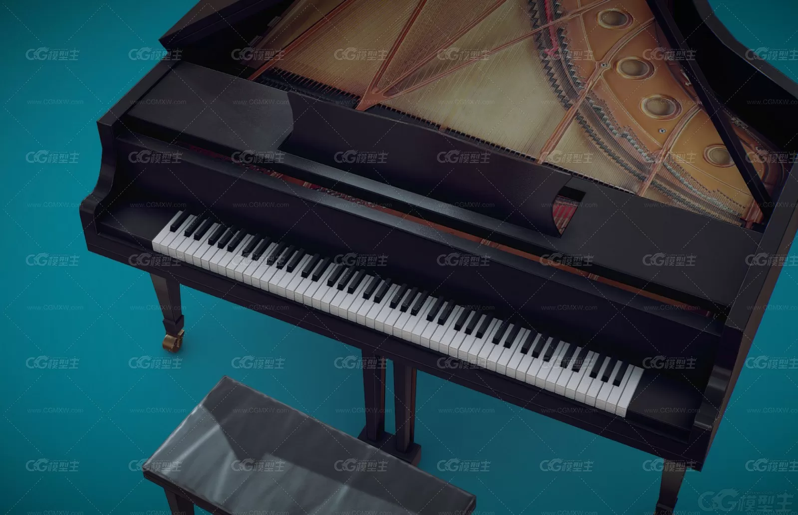 现代钢琴 乐器 木制钢琴 piano 木制钢琴 大钢琴3D模型-5