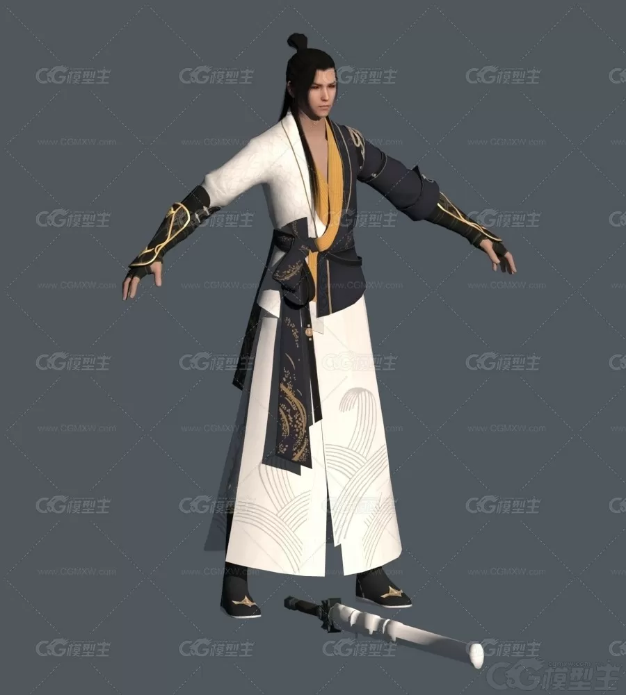 公子 太白大师 游侠 侠客 大侠 武士 仙侠人物 武林高手3D模型-2