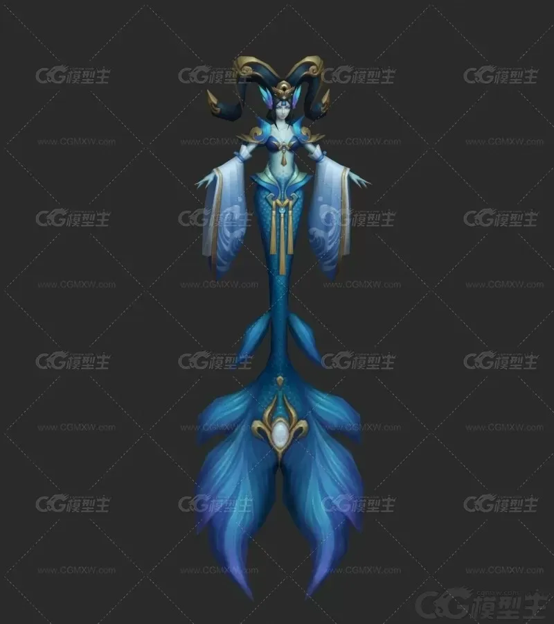 幽冥魔女 魔界女王 女妖 妖王 妖后 海妖 海王 美人鱼 东海龙母3D模型-1