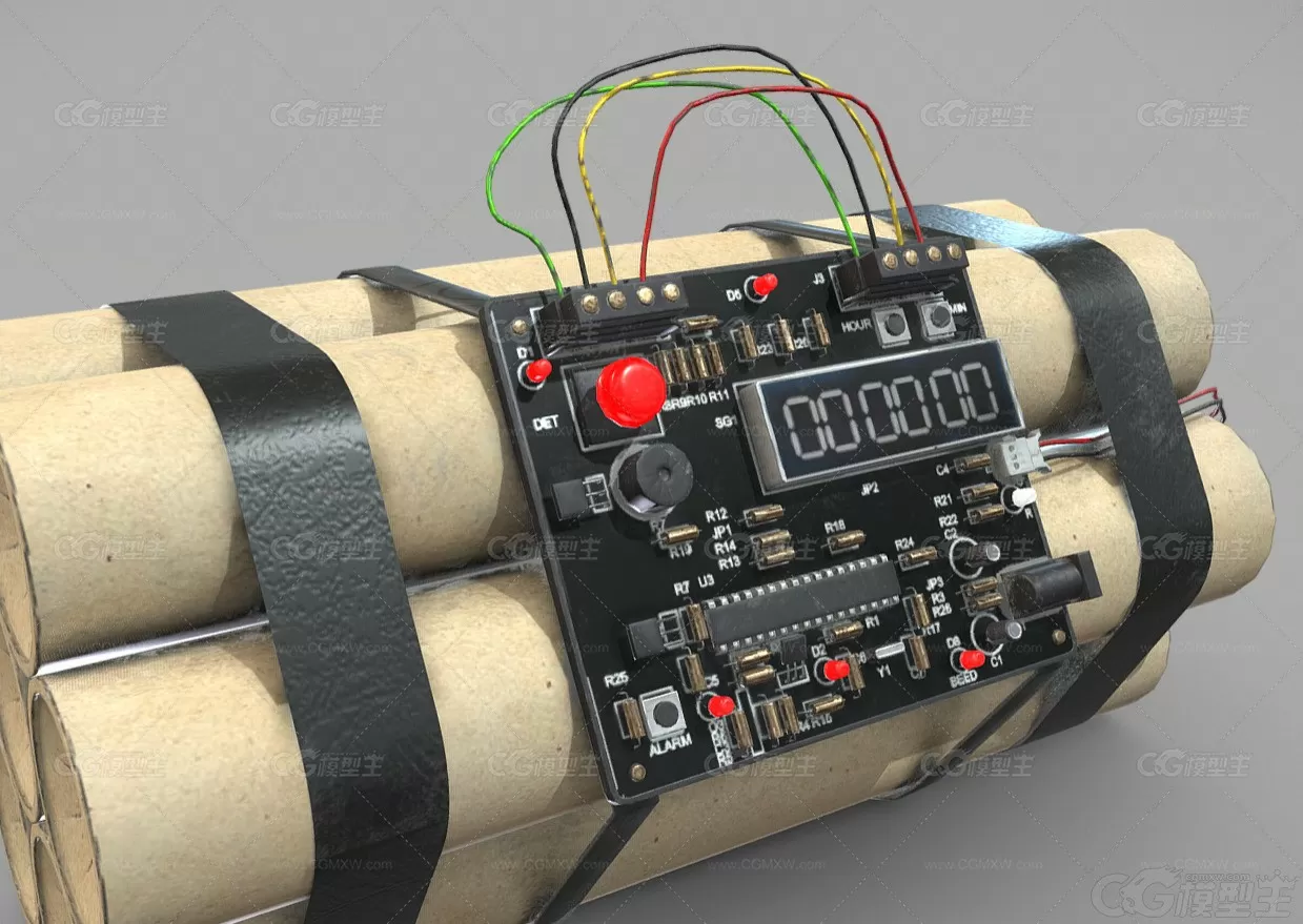 炸弹 定时炸弹 爆破炸药 PBR材质 次世代 遥控炸弹 恐怖份子 自杀式炸弹 反恐 恐怖袭击-3
