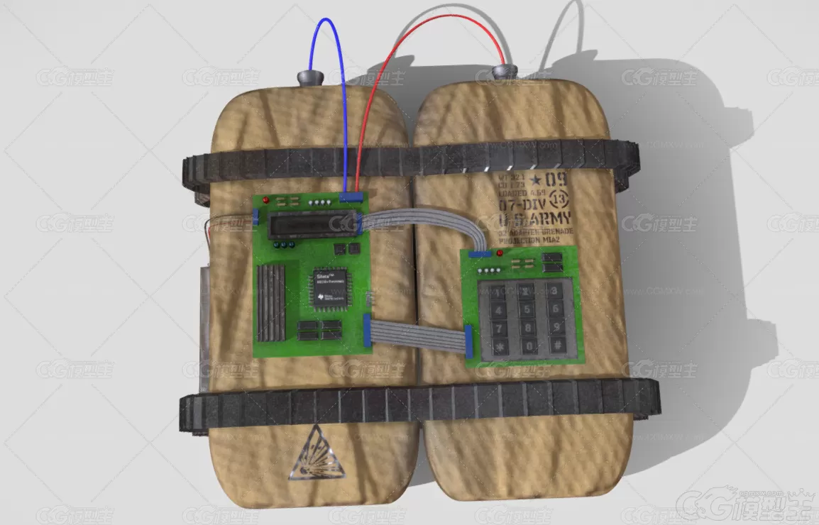 C4炸药 定时炸弹 炸药 PBR材质 次世代 塑料炸药 自杀式炸弹 反恐斗争 遥控炸弹3D模型-4