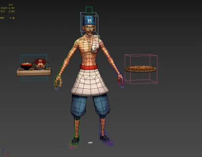 （原创）店小二 古代酒店小二 服务员 古装店小二带绑定动作