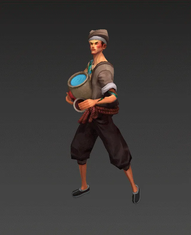 后厨打杂酒鬼 喝酒动作 店小二 古代服务员 喝醉 抱着酒坛动作