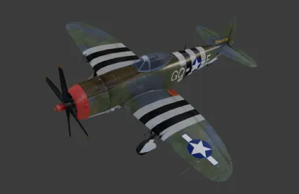 美国P-47雷电战斗机 PBR 二战 P-47战斗机 美系战斗机 雷电 Thunderbolt 单引擎战斗机
