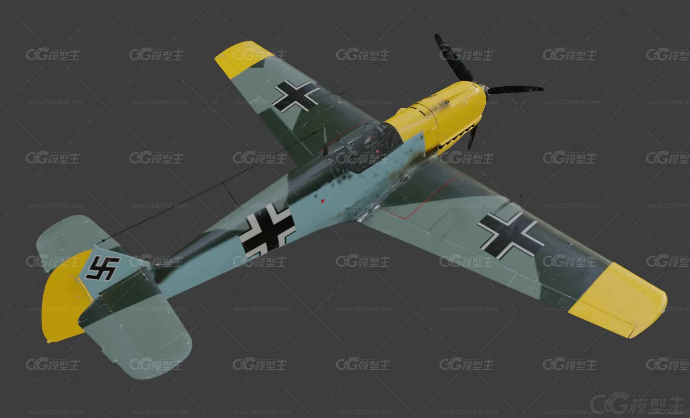 二战 梅塞施米特 Bf-109战斗机 德国战斗机 军事飞机 Bf 109 E-7 空军战机 歼击机-2