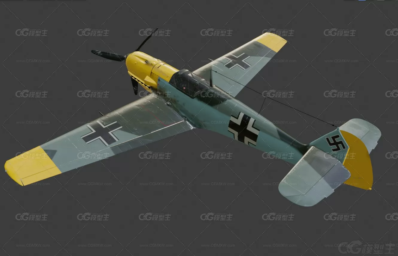 二战 梅塞施米特 Bf-109战斗机 德国战斗机 军事飞机 Bf 109 E-7 空军战机 歼击机-3