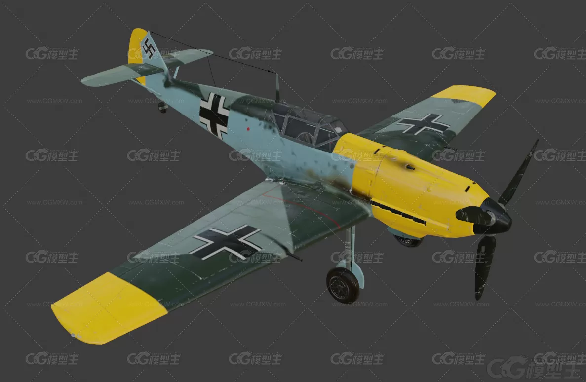 二战 梅塞施米特 Bf-109战斗机 德国战斗机 军事飞机 Bf 109 E-7 空军战机 歼击机-4