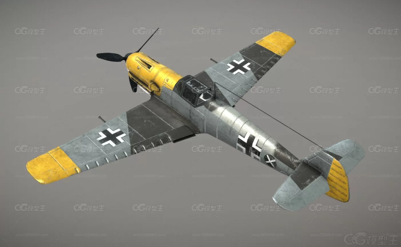 二战德国战斗机 BF109e战斗机 梅塞施米特 Bf-109战斗机 德国战斗机 军事飞机3D模型-2