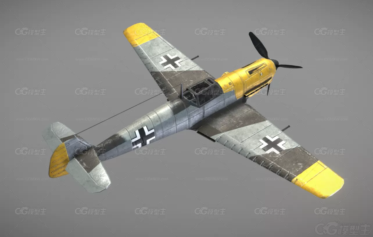 二战德国战斗机 BF109e战斗机 梅塞施米特 Bf-109战斗机 德国战斗机 军事飞机3D模型-3