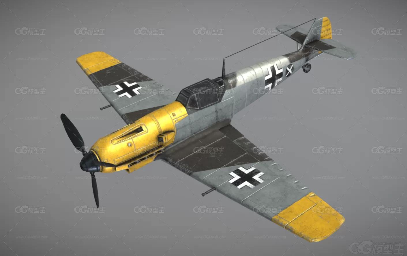 二战德国战斗机 BF109e战斗机 梅塞施米特 Bf-109战斗机 德国战斗机 军事飞机3D模型-4