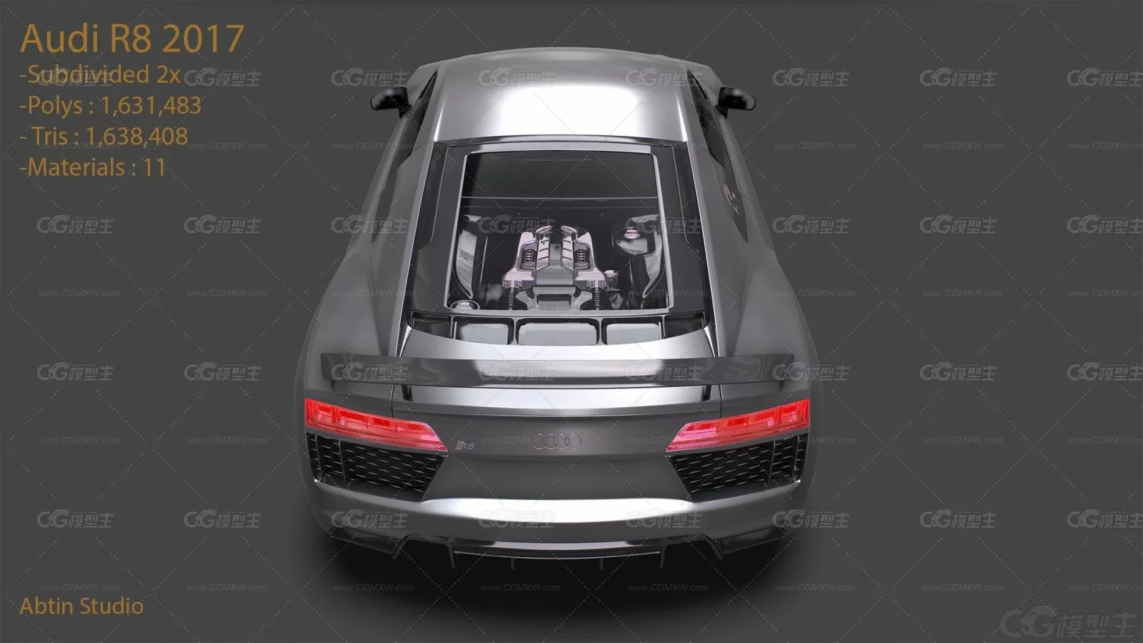 奥迪 R8汽车 超级跑车 赛车 奥迪汽车3D模型-3