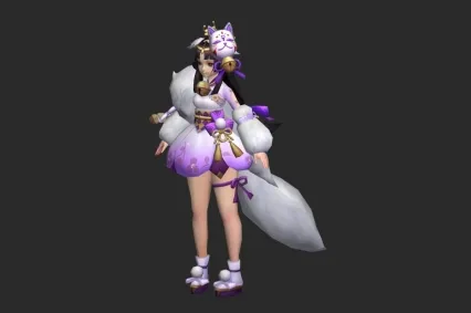 动漫角色  女孩  狐面女童 狐女 狐妖 仙女 仙子 古代美女 狐仙 仙侠人物3D模型